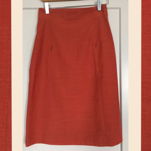 Akris wool orange light weighted skirt size 4 - Picture 3 of 9